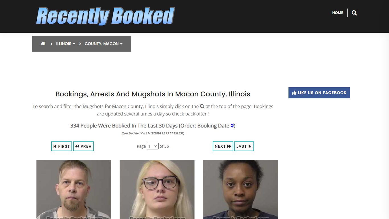 Bookings, Arrests and Mugshots in Macon County, Illinois - Recently Booked