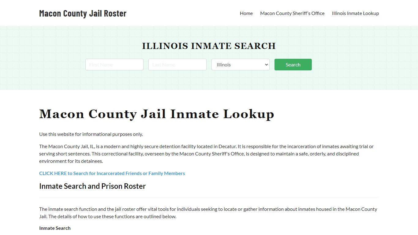 Macon County Jail Roster Lookup, IL, Inmate Search