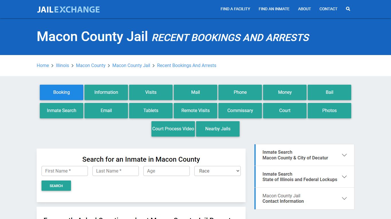 Macon County Jail IL Recent Arrests and Bookings - Jail Exchange